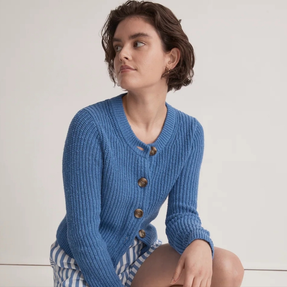 Textural-Knit Cardigan Sweater
